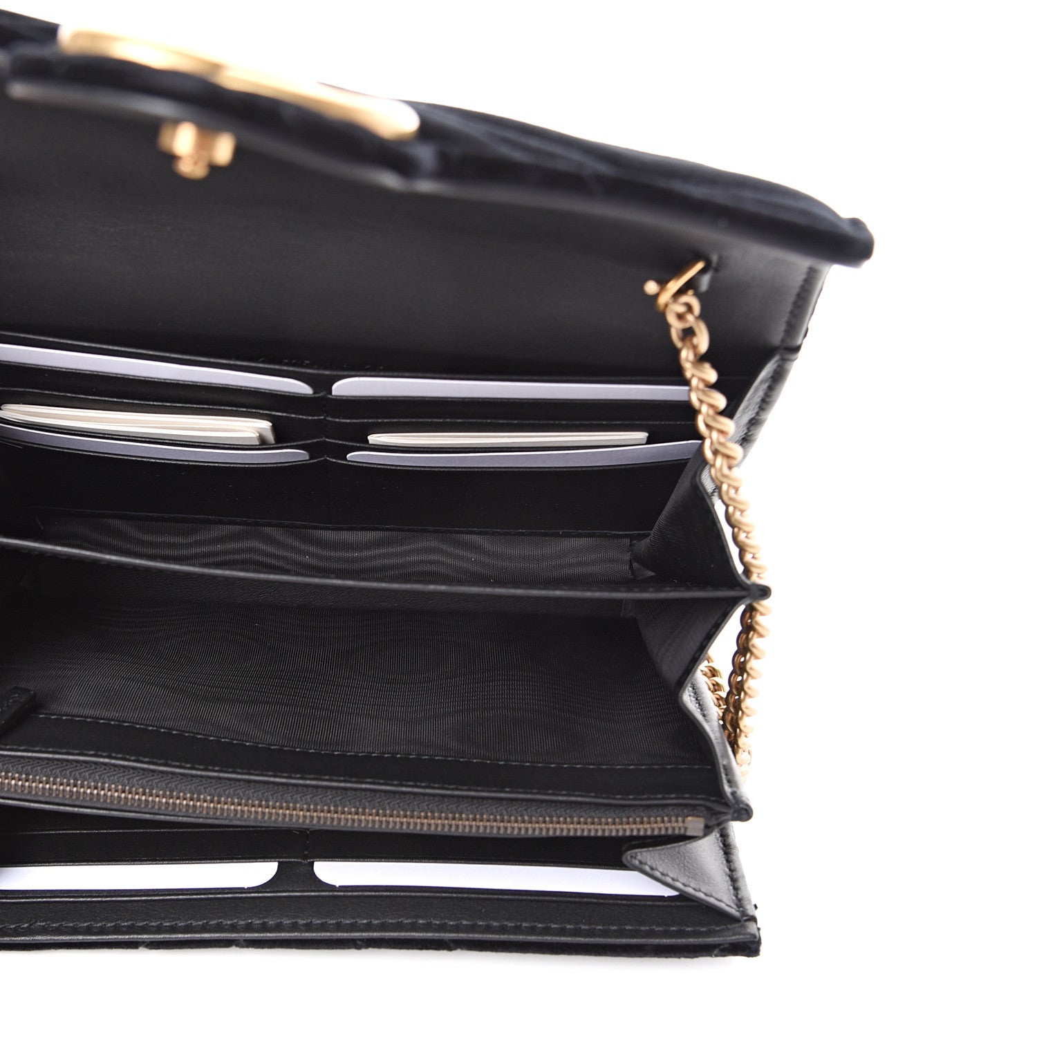 Gucci Velvet Matelasse GG Marmont Chain Wallet Black 4 of 10