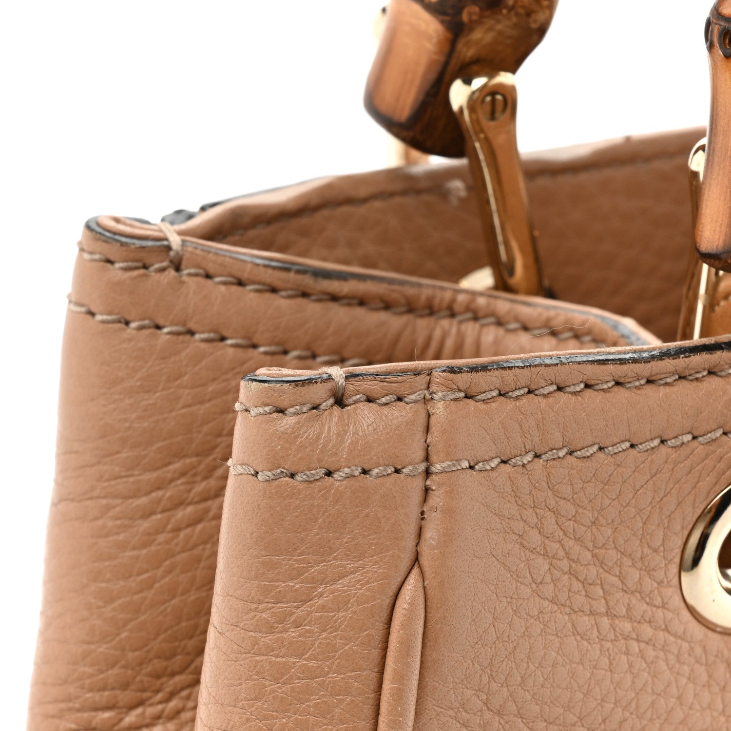 Gucci Calfskin Small Bamboo Shopper Tote Camelia 13 of 18