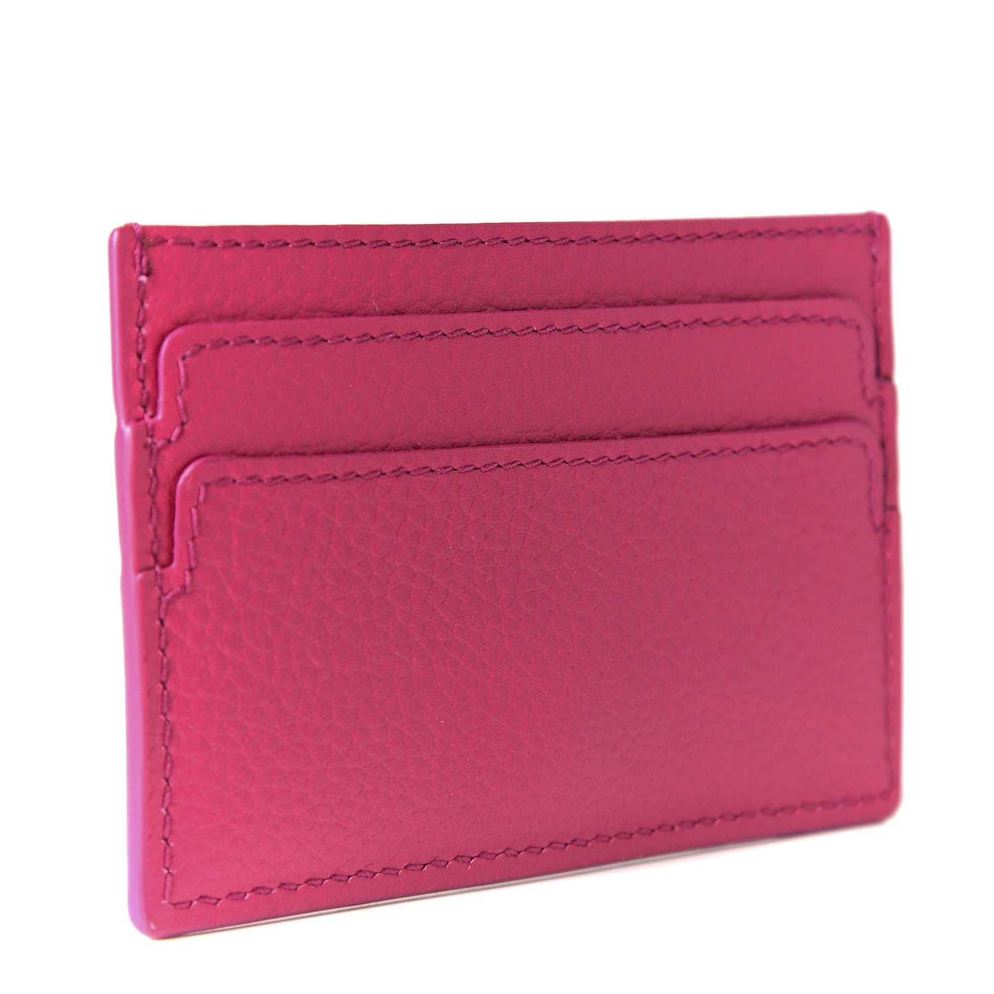 Calfskin Skull Card Holder Pink