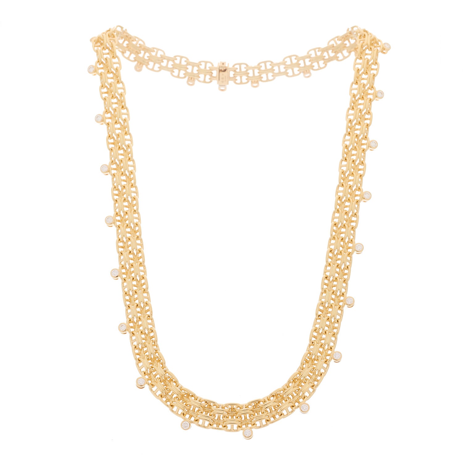Hermes 18K Yellow Gold Diamond MM Chaine d'Ancre Calypso Necklace 3 of 6
