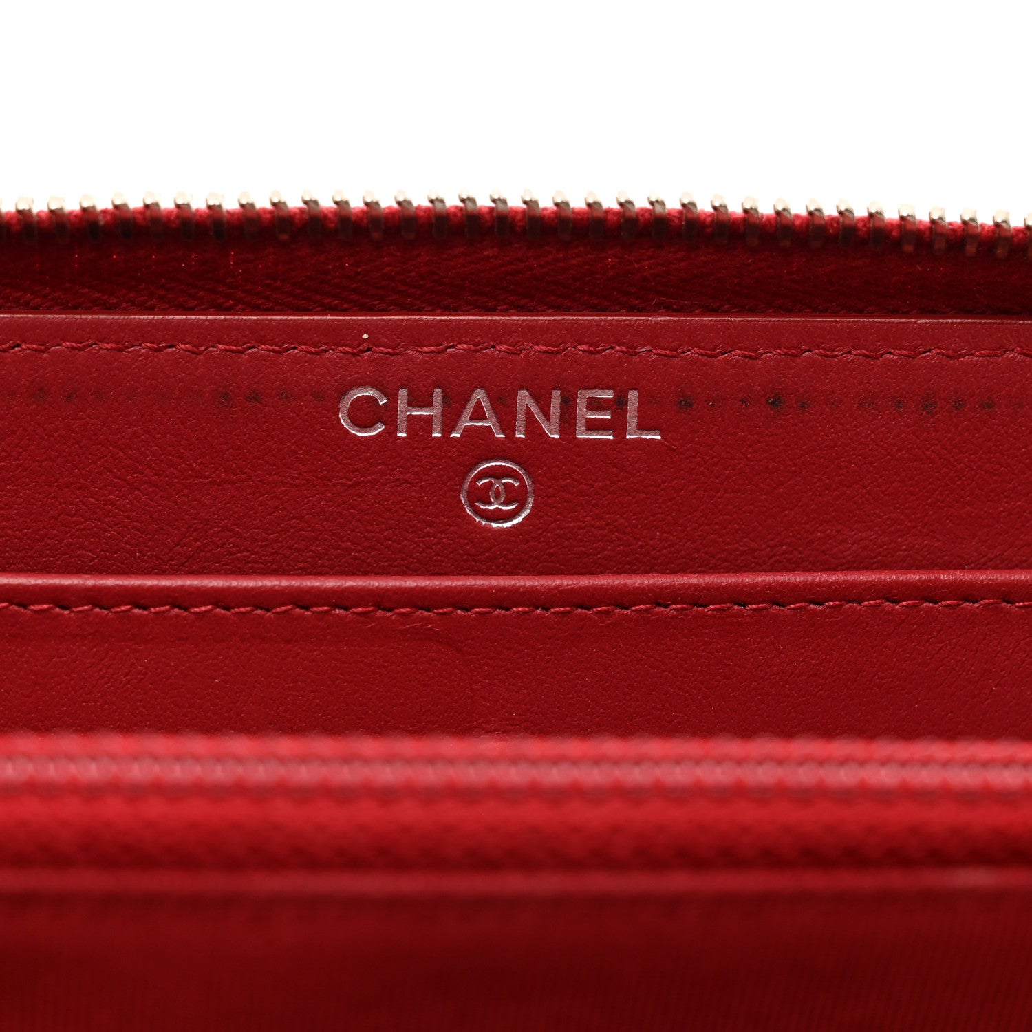 Chanel Caviar Quilted Large Gusset Zip Around Wallet Red 7 of 9