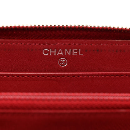 Chanel Caviar Quilted Large Gusset Zip Around Wallet Red 7 of 9