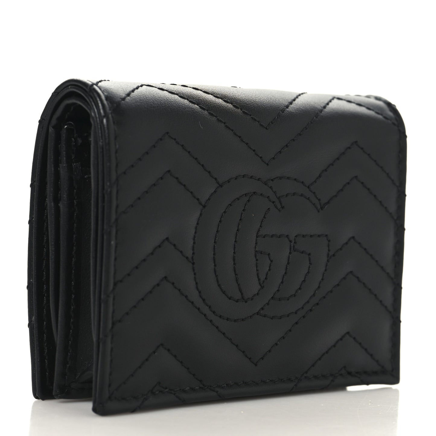 Calfskin Matelasse GG Marmont Card Case Wallet Black