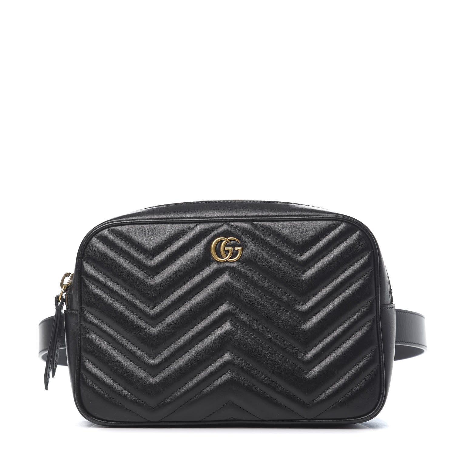 Gucci Calfskin Matelasse Mens GG Marmont Belt Bag 90 36 Black 1 of 14
