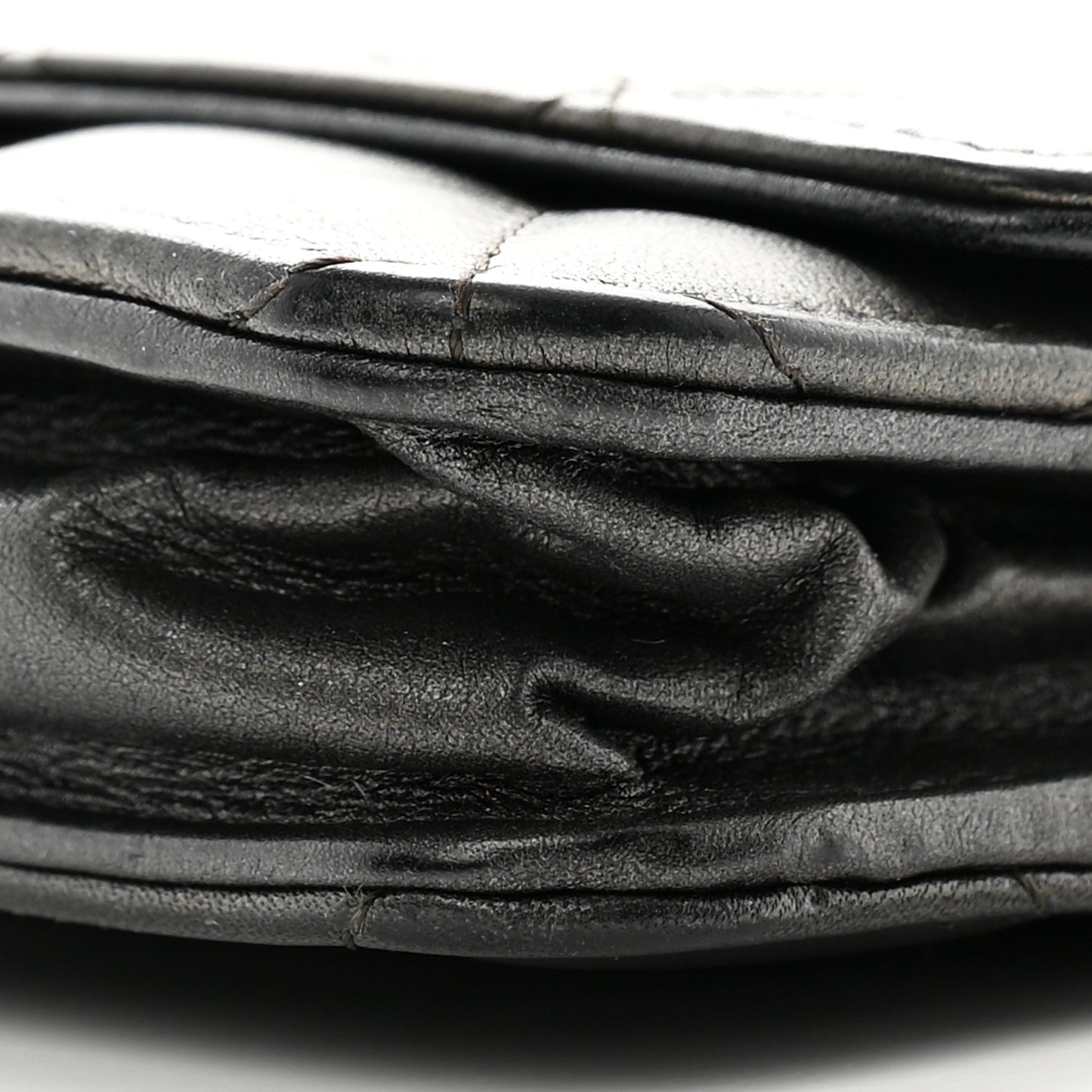 Metallic Calfskin Quilted Reissue Wallet On Chain WOC Grey