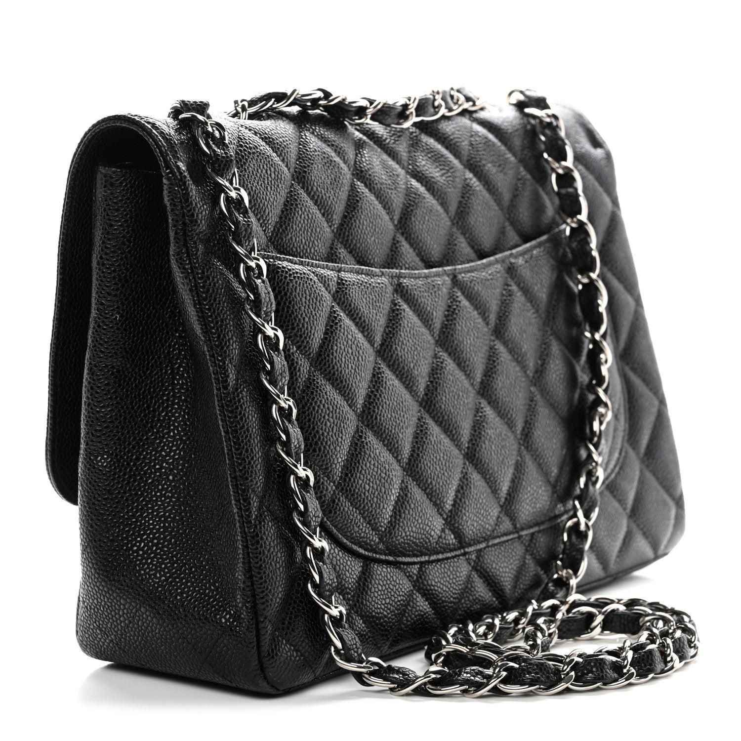 Chanel Caviar Quilted Jumbo Single Flap Black Black 7 of 31