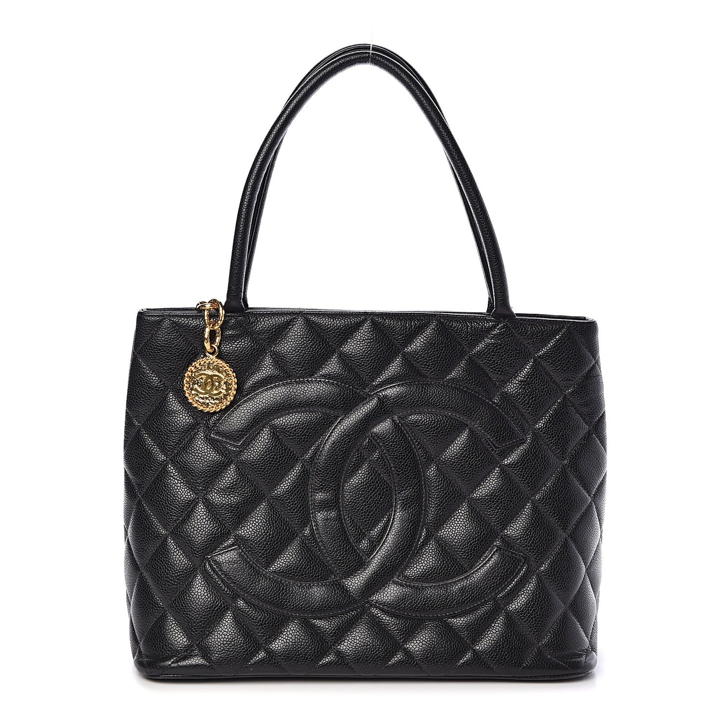 Caviar Quilted Medallion Tote Black