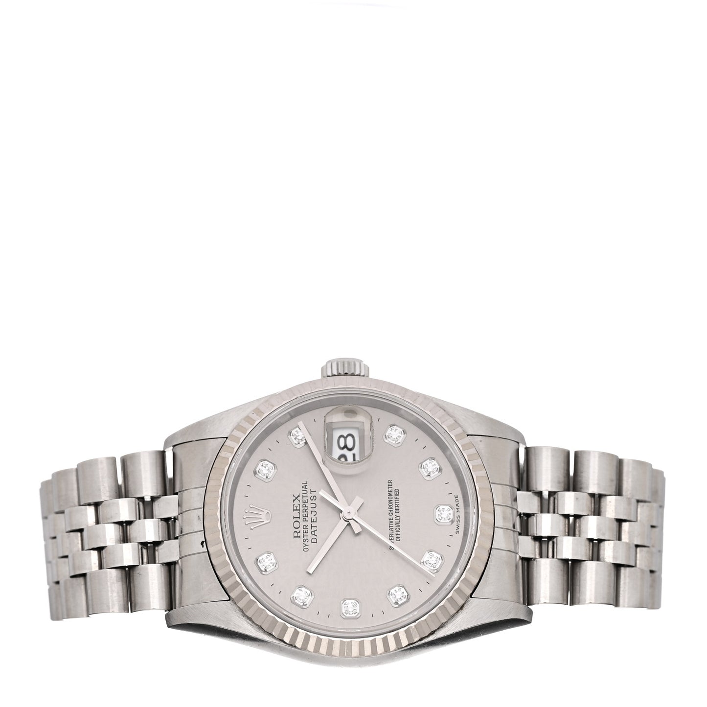 Stainless Steel 18K White Gold Diamond 36mm Oyster Perpetual Datejust Watch Silver 16234