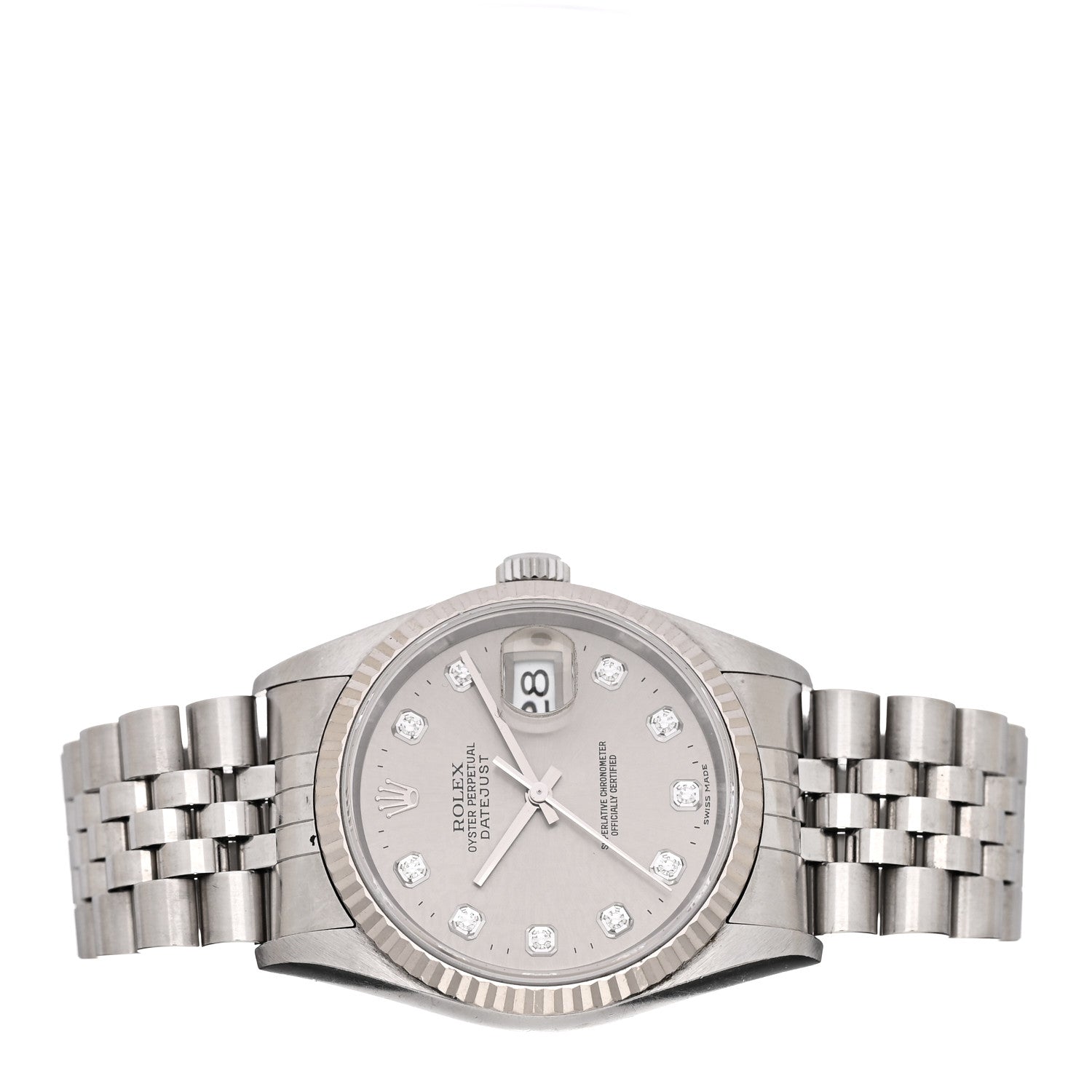 Rolex Stainless Steel 18K White Gold Diamond 36mm Oyster Perpetual Datejust Watch Silver 16234 2 of 4