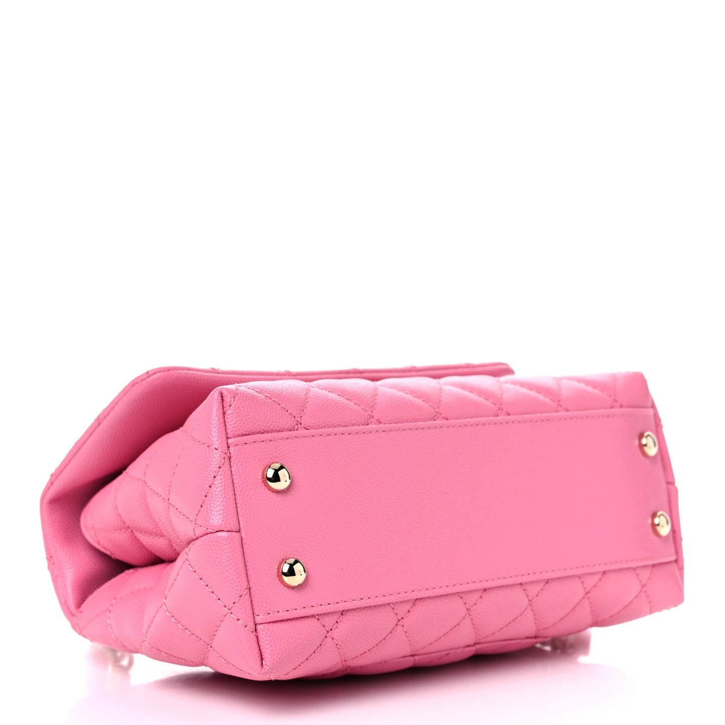 Caviar Lizard Embossed Quilted Mini Coco Handle Flap Pink