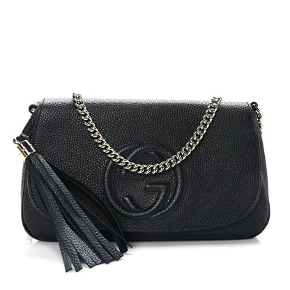 Gucci Pebbled Calfskin Medium Soho Flap Crossbody Black 1 of 9