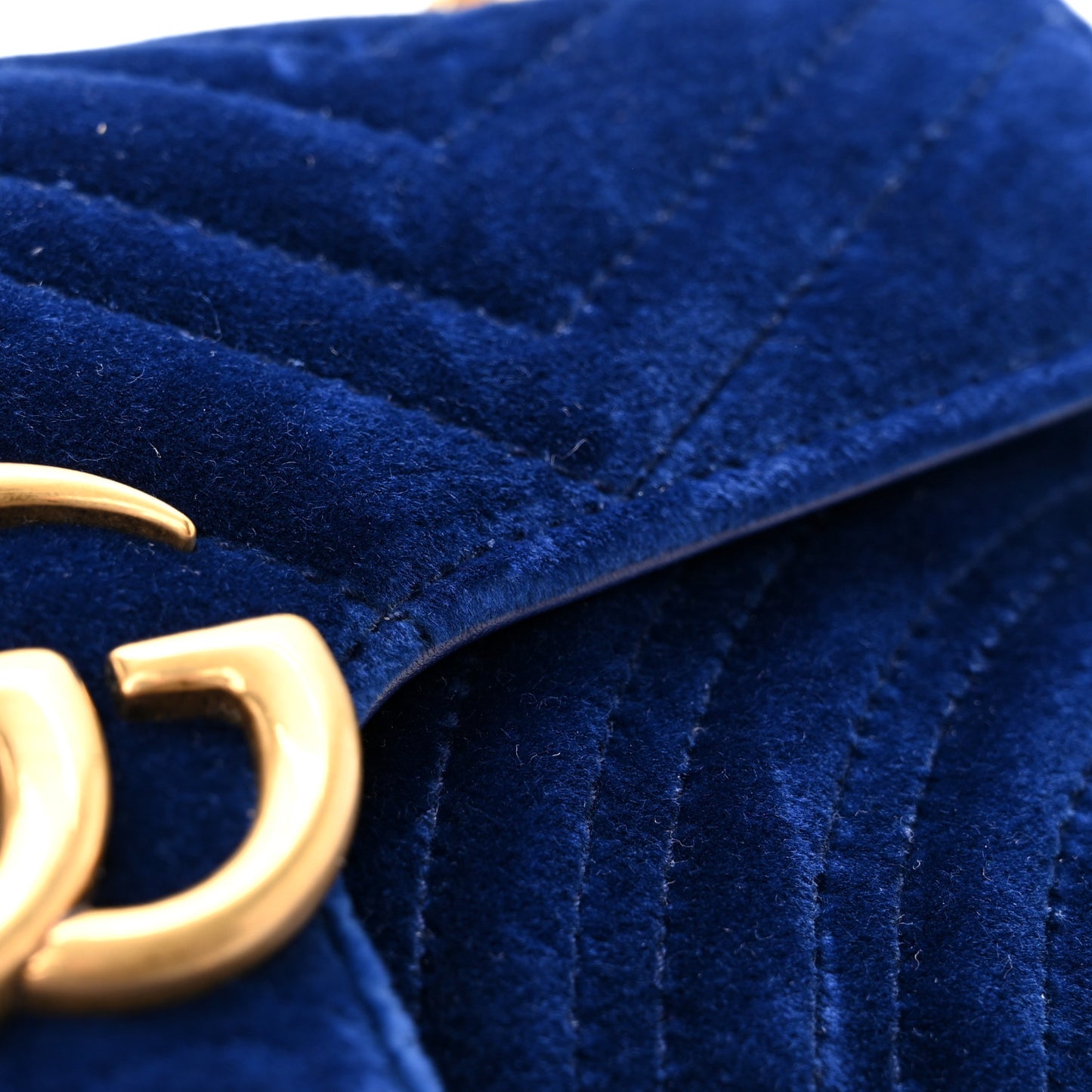 Velvet Matelasse Small GG Marmont Shoulder Bag Cobalt Blue