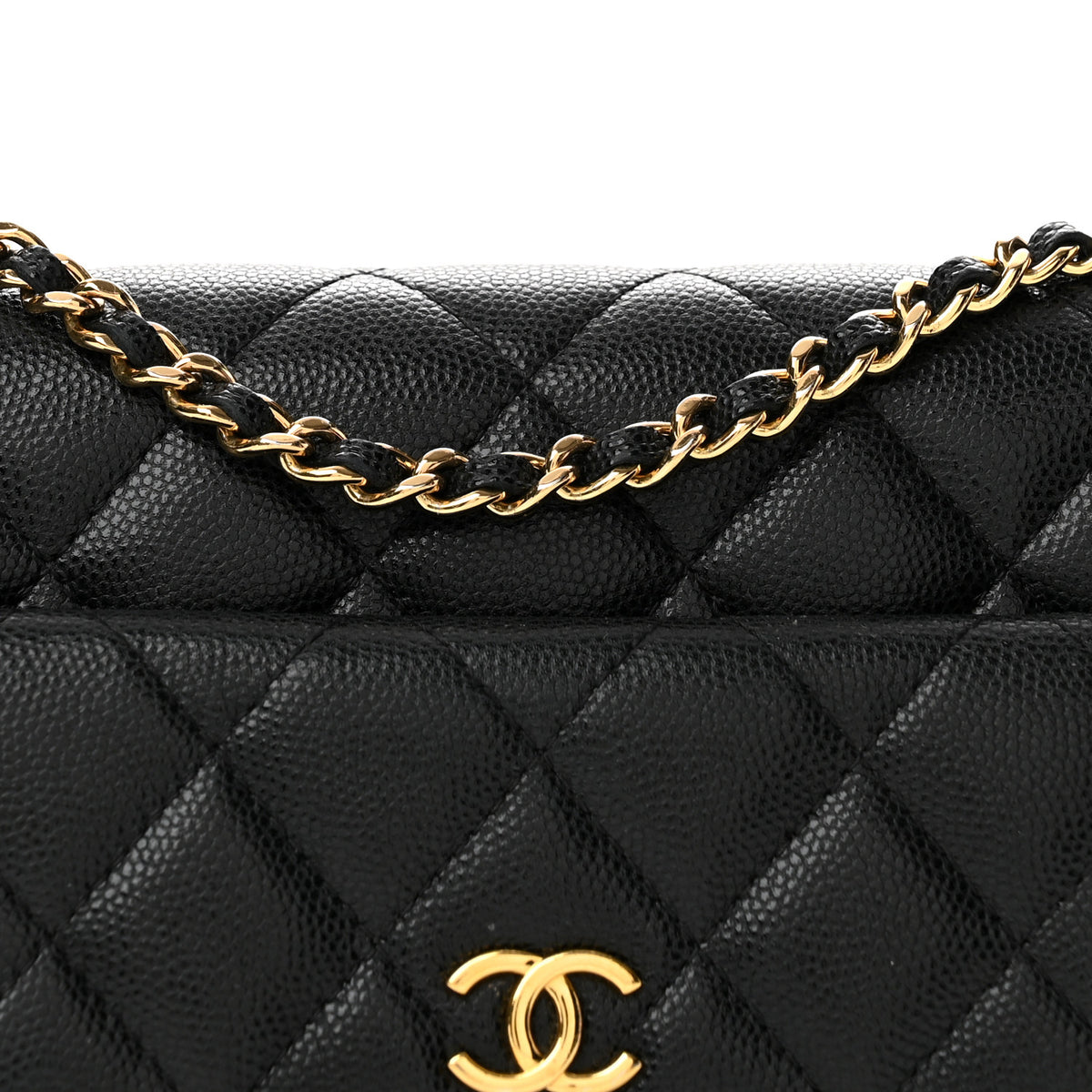 Chanel Caviar Quilted Pocket Clutch With Chain WOC Black 9 of 14