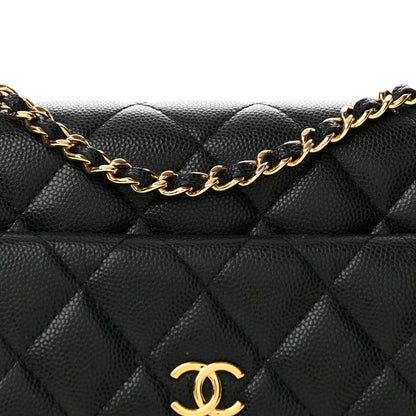 Chanel Caviar Quilted Pocket Clutch With Chain WOC Black 9 of 14