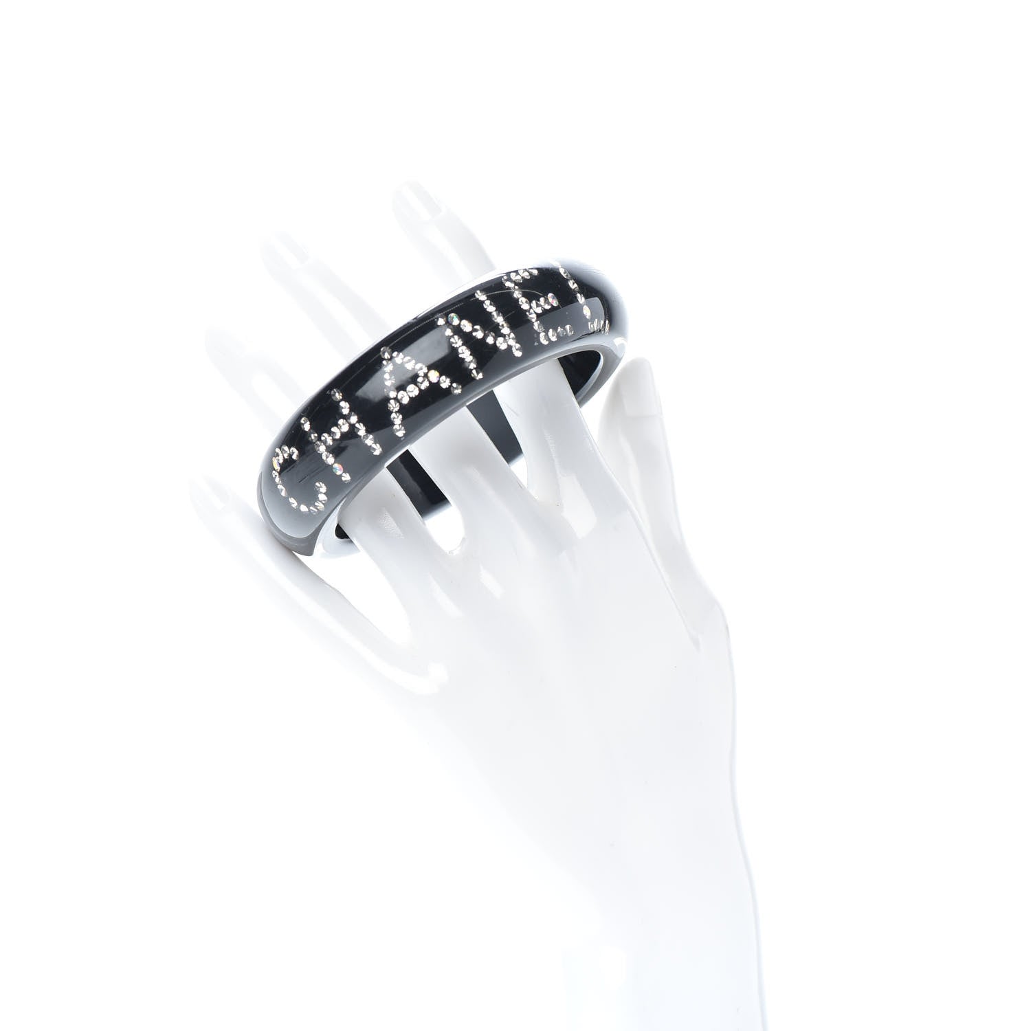 Chanel Resin Crystal CC Logo Bracelet Black 2 of 4