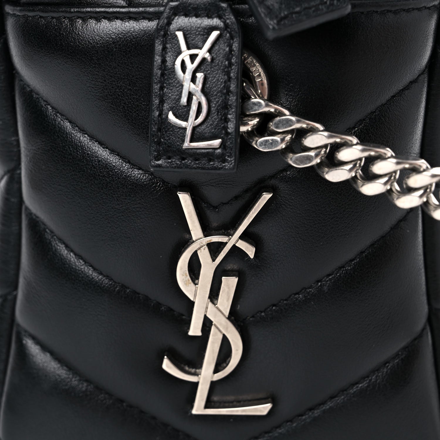 Saint Laurent Calfskin Y Quilted Monogram Small Loulou Bowling Bag Black 13 of 14