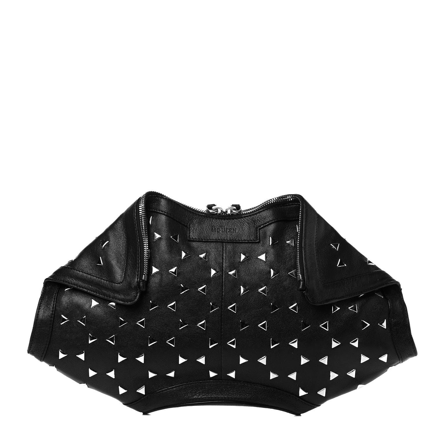 Alexander McQueen Calfskin Studded De Manta Clutch Black 1 of 10