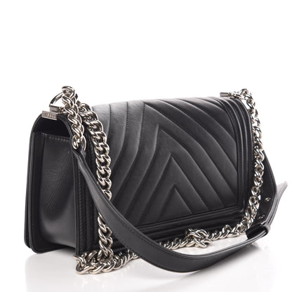 Chanel Calfskin Chevron Quilted Medium Boy Flap Black 3 of 12