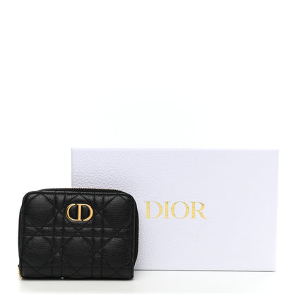 Christian Dior Grained Calfskin Supple Cannage Caro Scarlet Zipped Wallet Black 8 of 8
