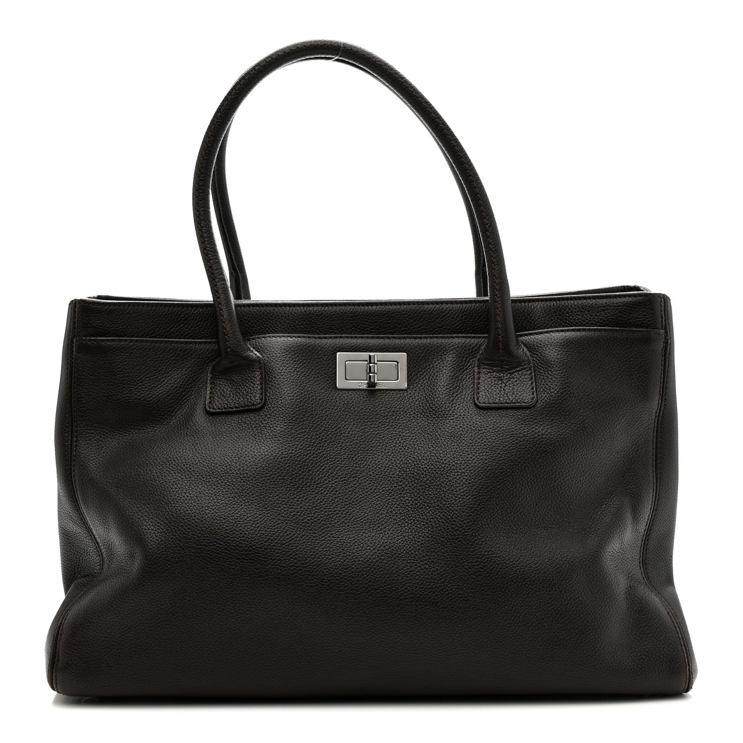 Chanel Calfskin Mademoiselle Lock Cerf Shopper Tote Brown 1 of 31