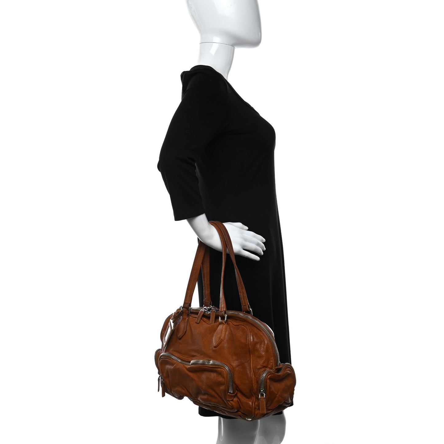 Glace Calfskin Shoulder Bag Tan