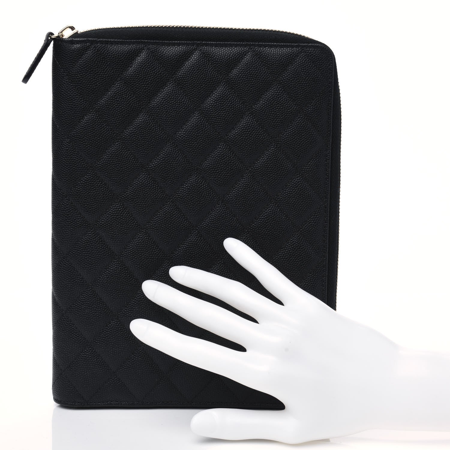 Chanel Caviar Quilted Zip Around Notebook Agenda Cover Black 2 of 9