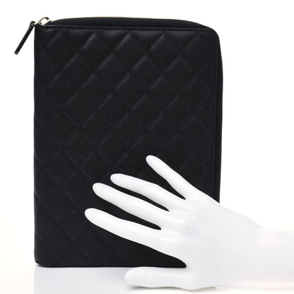 Chanel Caviar Quilted Zip Around Notebook Agenda Cover Black 2 of 9
