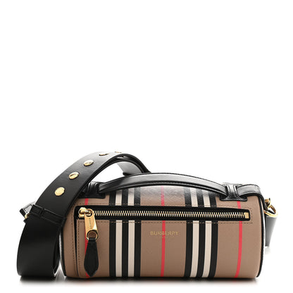 Burberry E-Canvas Calfskin Stripe Icon Barrel Bag Archive Beige 1 of 9
