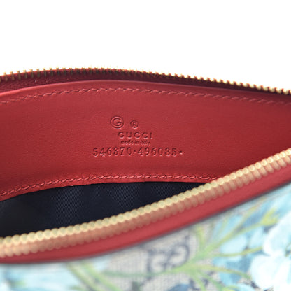 Gucci GG Supreme Monogram Blooms Small Zip Pouch Beige Blue Hibiscus Red 6 of 7