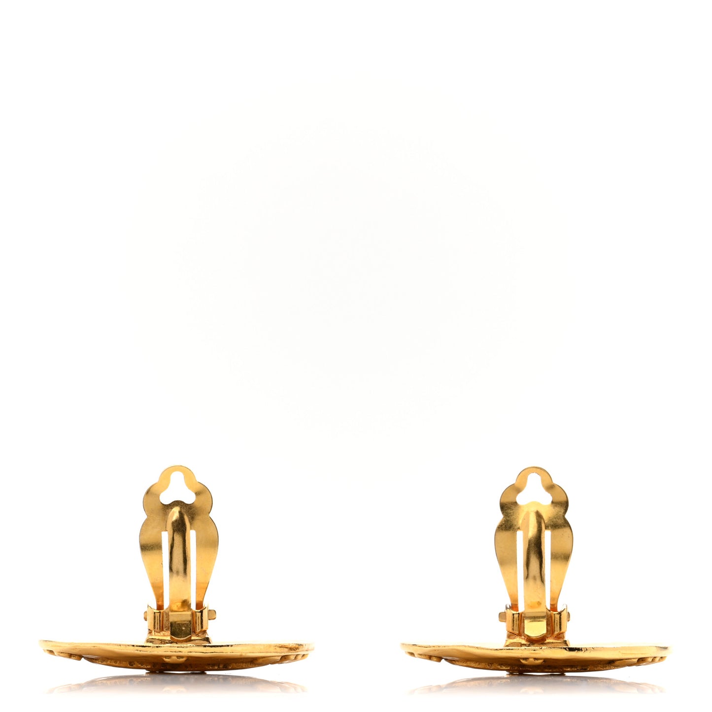 Round CC Clip On Earrings Gold