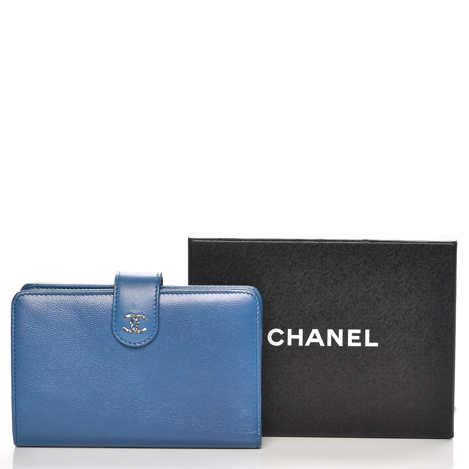 Chanel Caviar Sevruga Large Zip Pocket Wallet Dark Blue 10 of 10