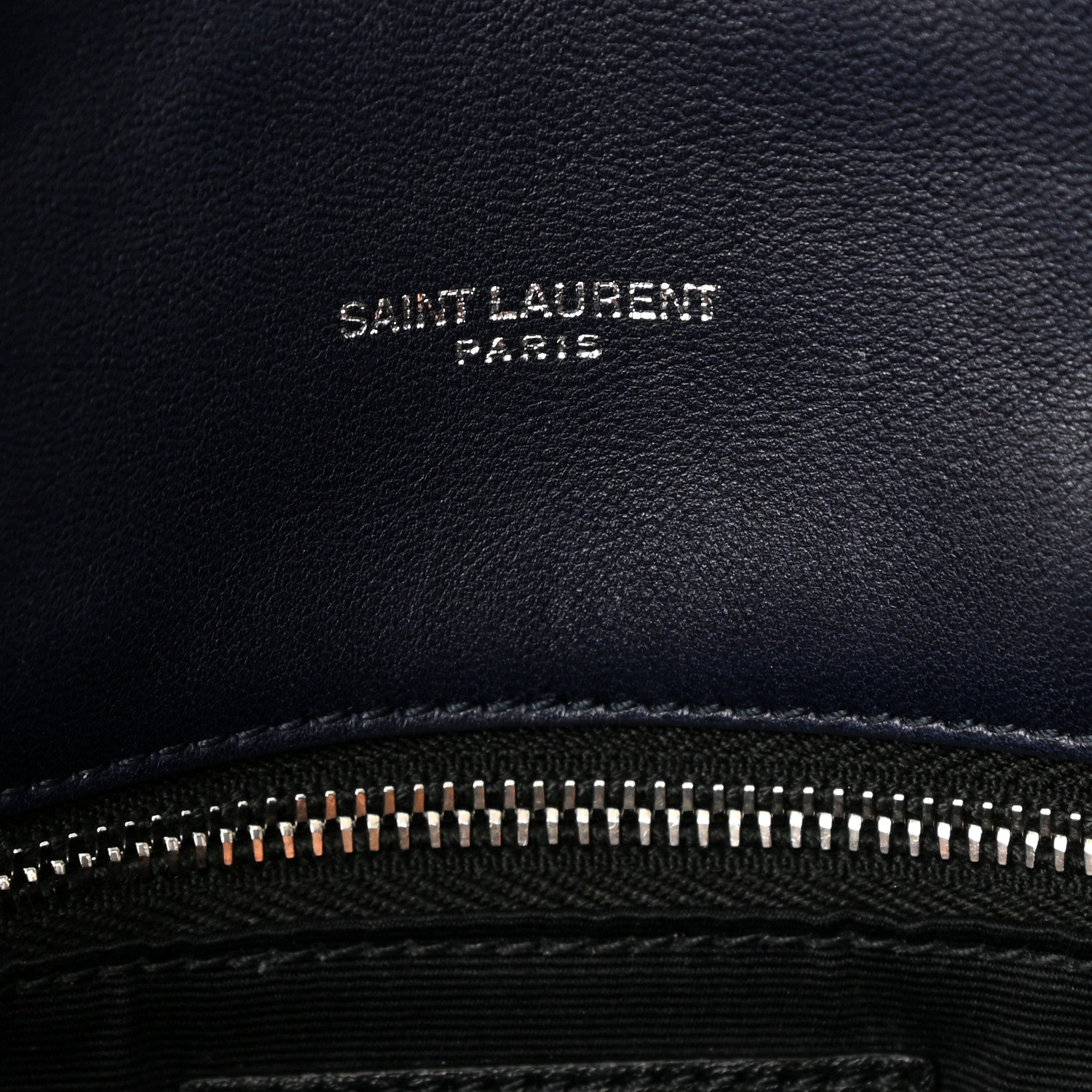 Saint Laurent Lambskin Quilted Medium Loulou Puffer Monogram Chain Satchel Navy 6 of 9