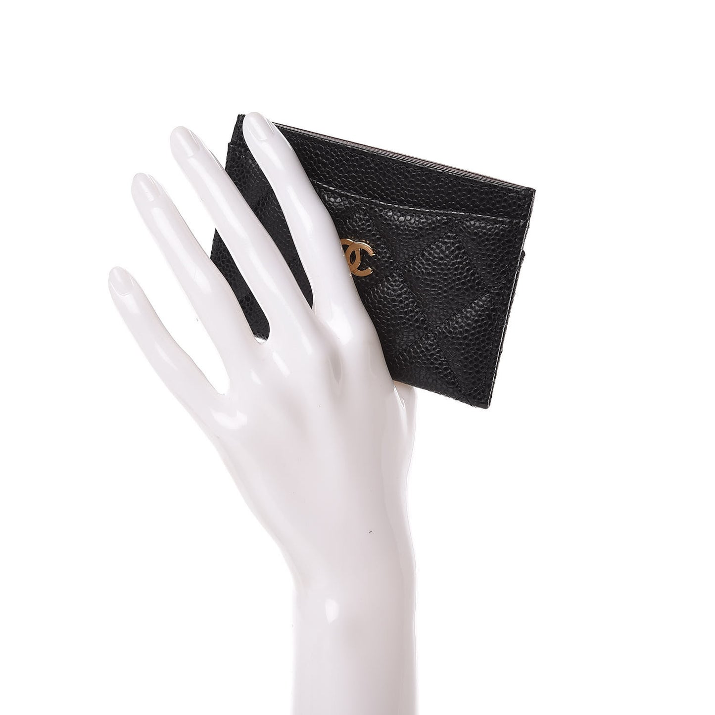 Caviar Quilted Card Holder Black