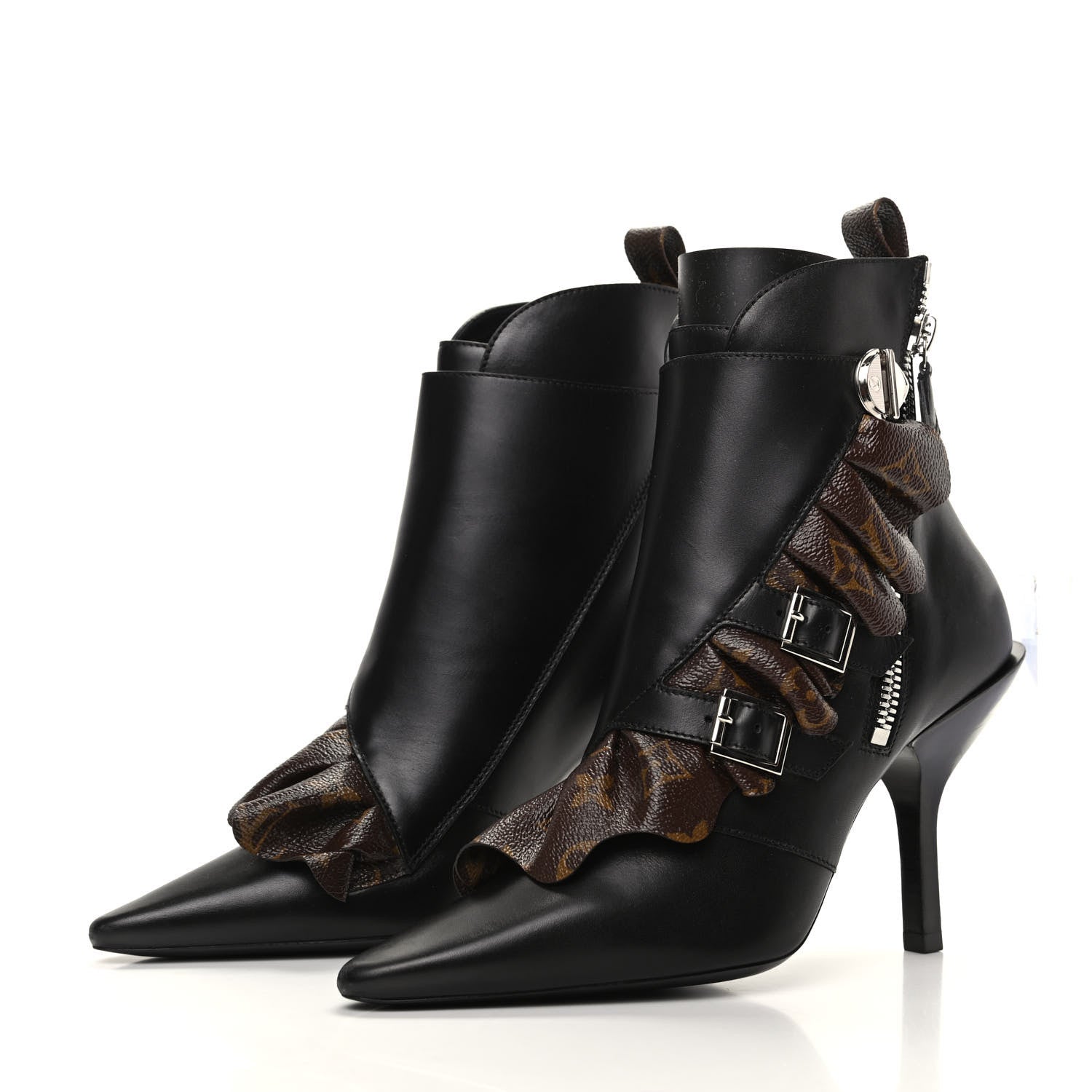Louis Vuitton Calfskin Monogram Janet Ankle Boots 38 Black 3 of 6