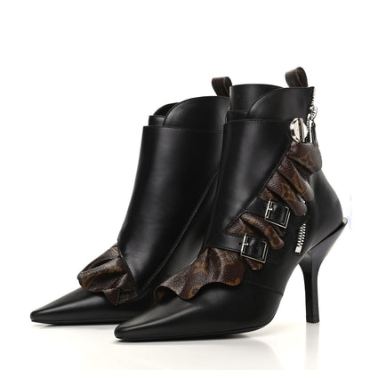 Louis Vuitton Calfskin Monogram Janet Ankle Boots 38 Black 3 of 6