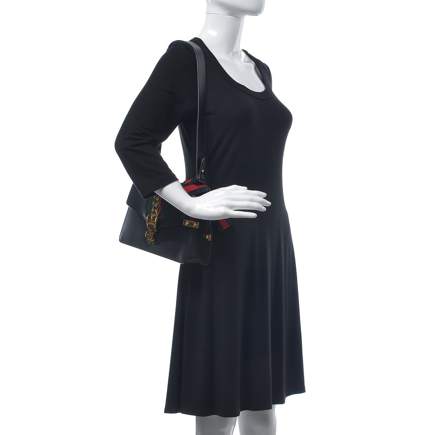Calfskin Small Sylvie Shoulder Bag Black