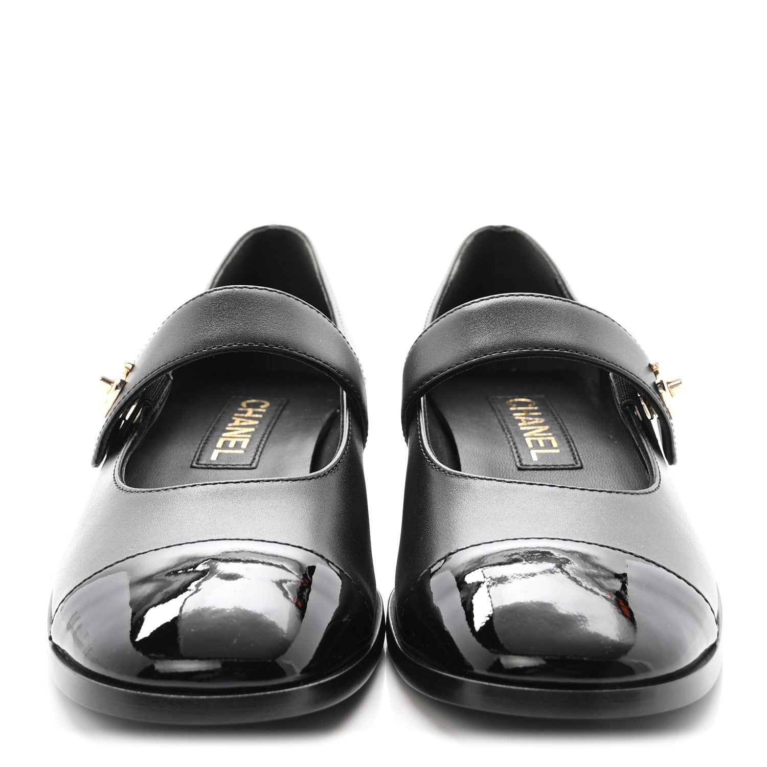 Chanel Calfskin Patent Mary Janes Flats 38.5 Black 3 of 10