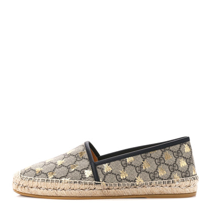 Gucci GG Supreme Monogram Bees Espadrille Flats 40.5 Beige Ebony Oro Black 1 of 12