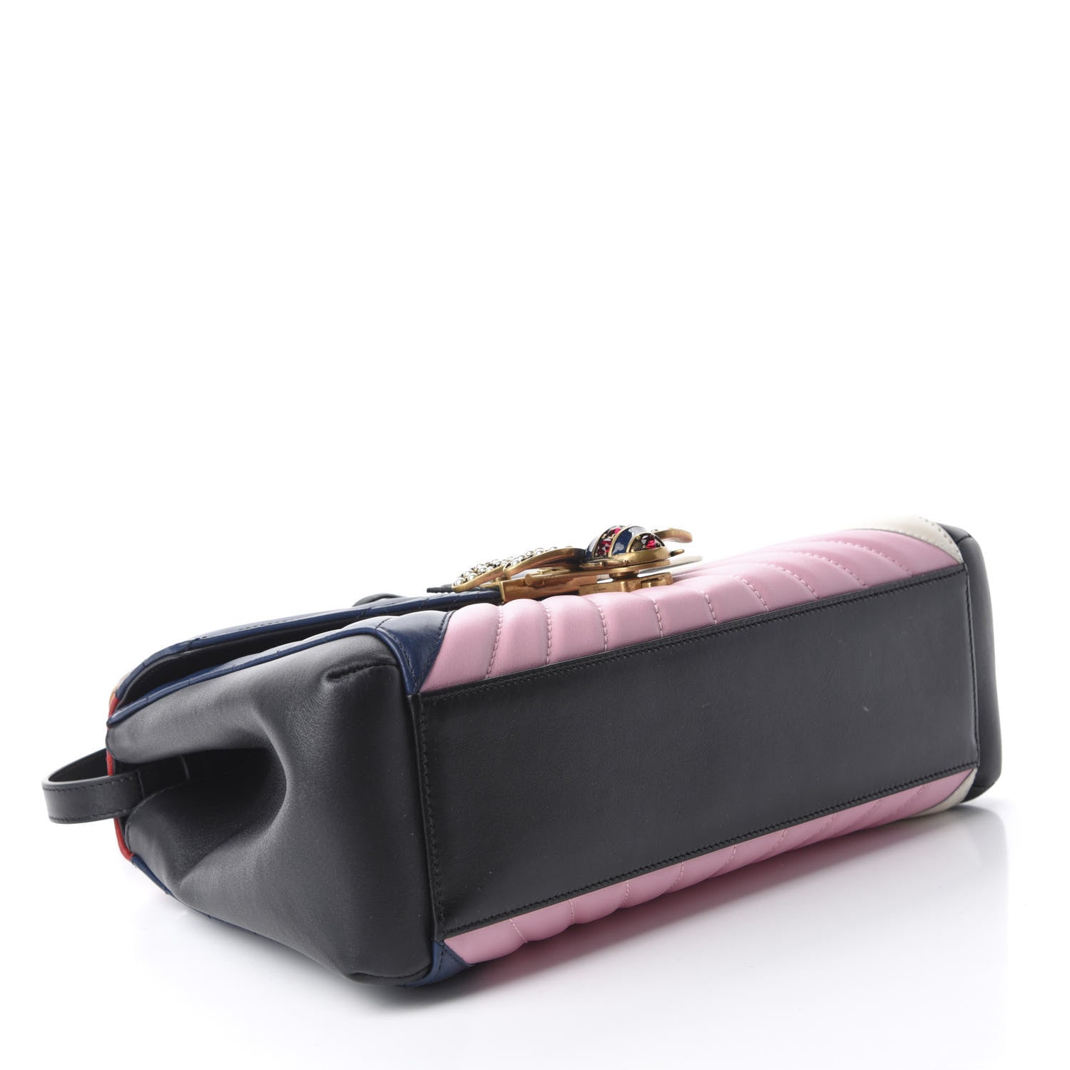 Gucci Calfskin Bamboo Trapuntata Queen Margaret Top Handle Bag Blue Agata Hibiscus Red Mystic White Sugar Pink 5 of 11