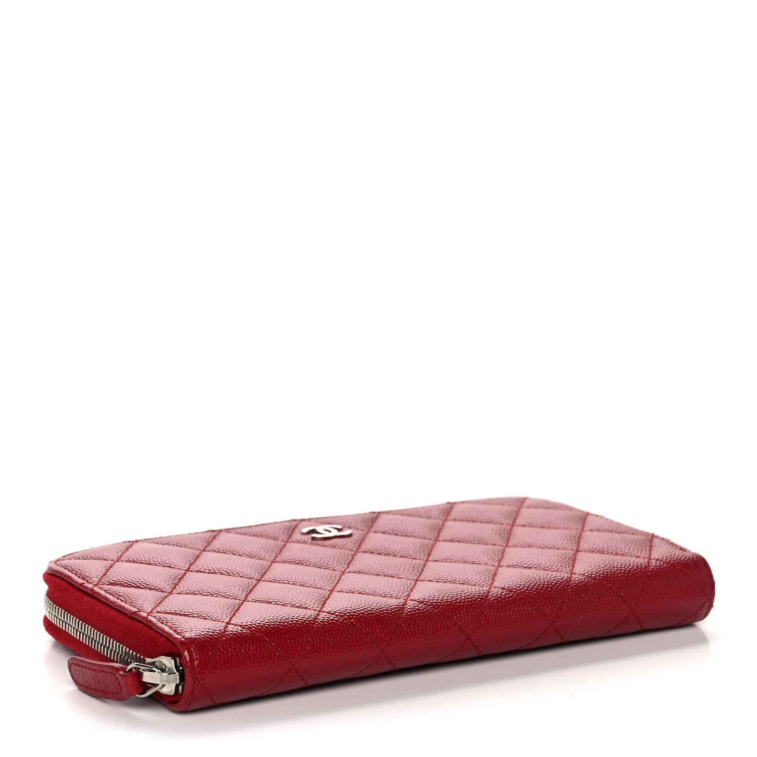 Chanel Caviar Quilted Large Gusset Zip Around Wallet Red 4 of 12