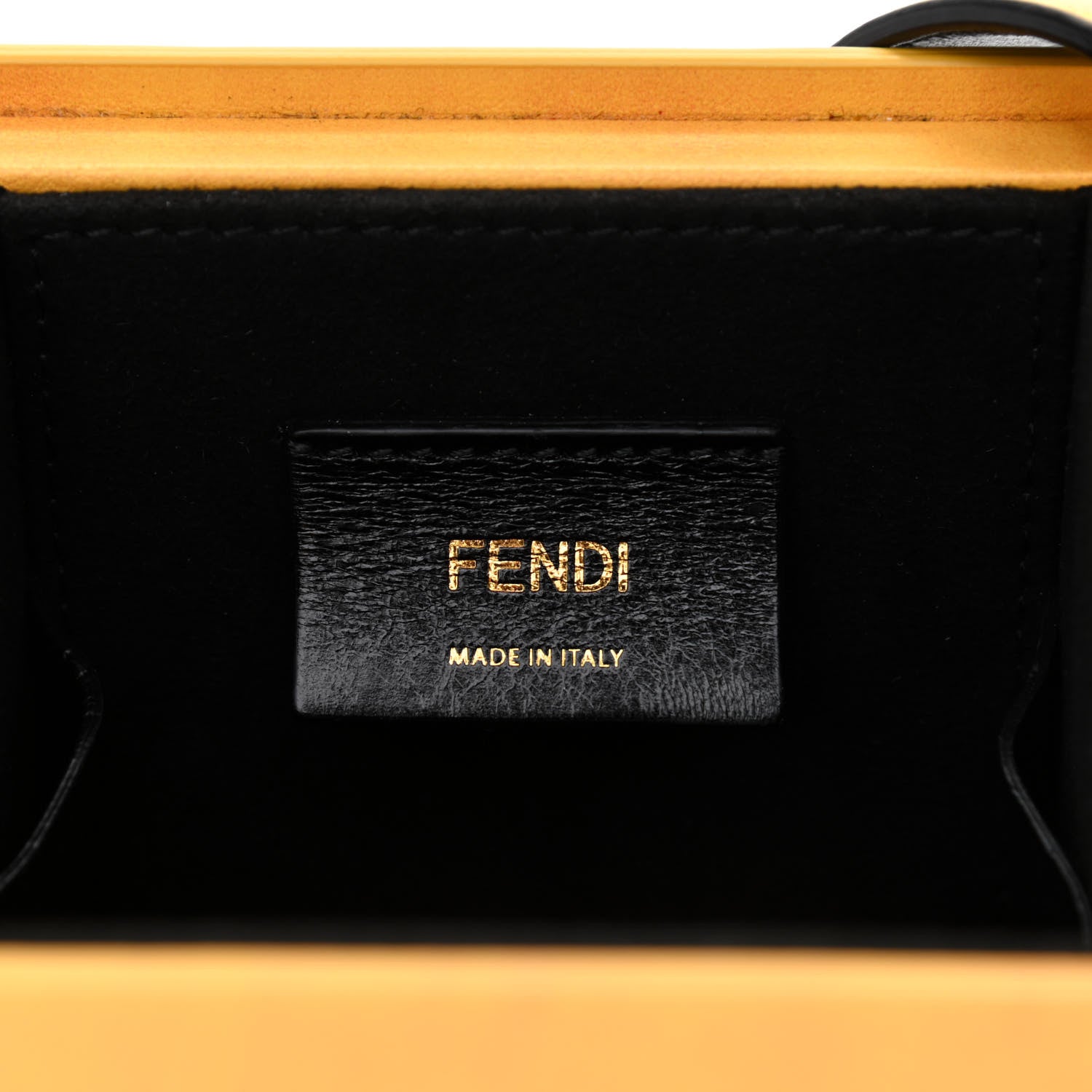 Fendi Vitello Fluffy Logo Vertical Box Yellow Box Black 7 of 9