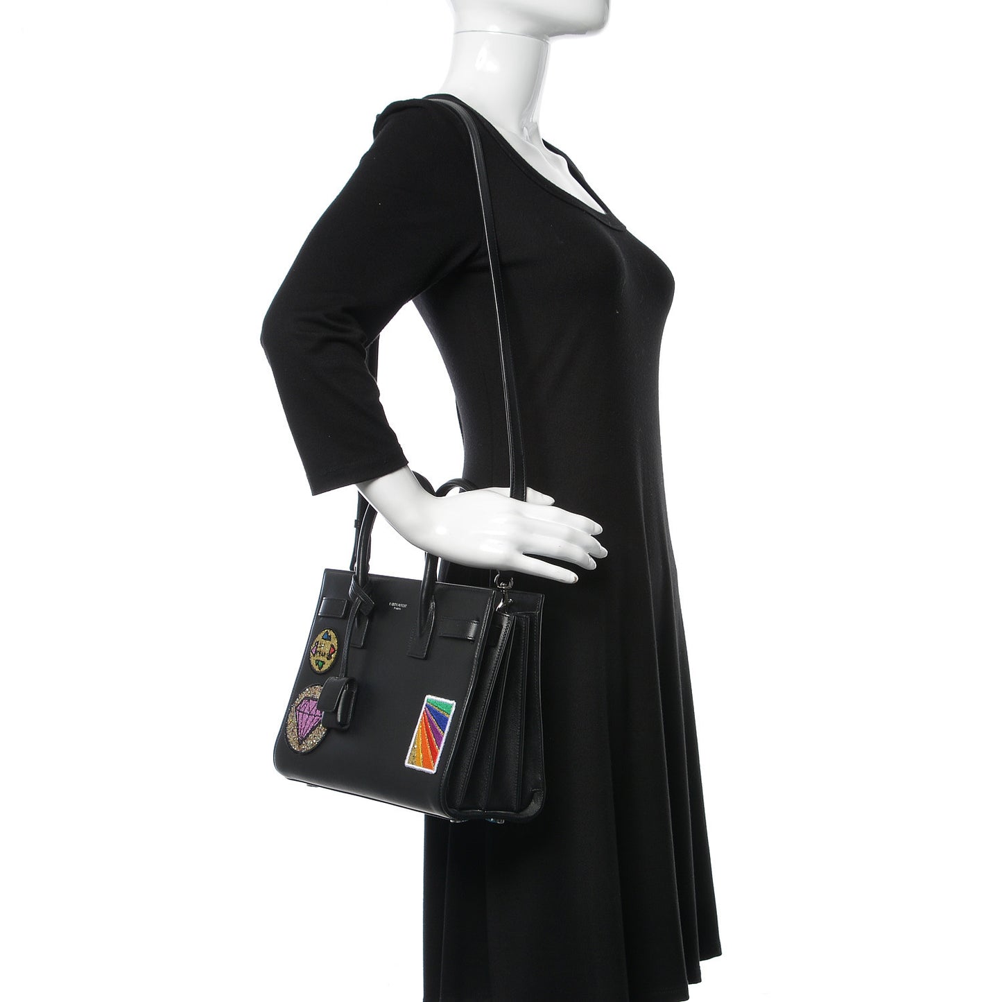 Calfskin Patchwork Baby Sac De Jour Black Multi