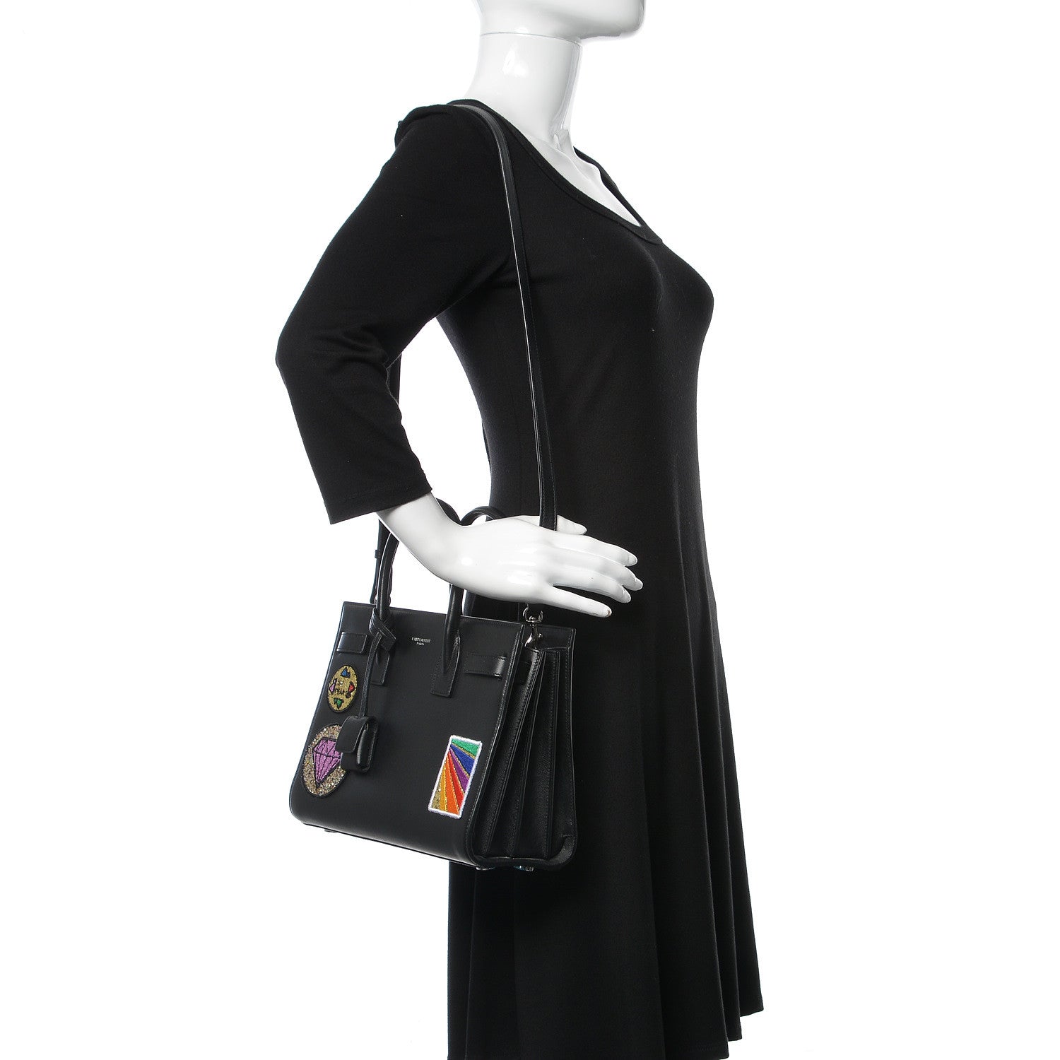 Saint Laurent Calfskin Patchwork Baby Sac De Jour Black Multi 2 of 13