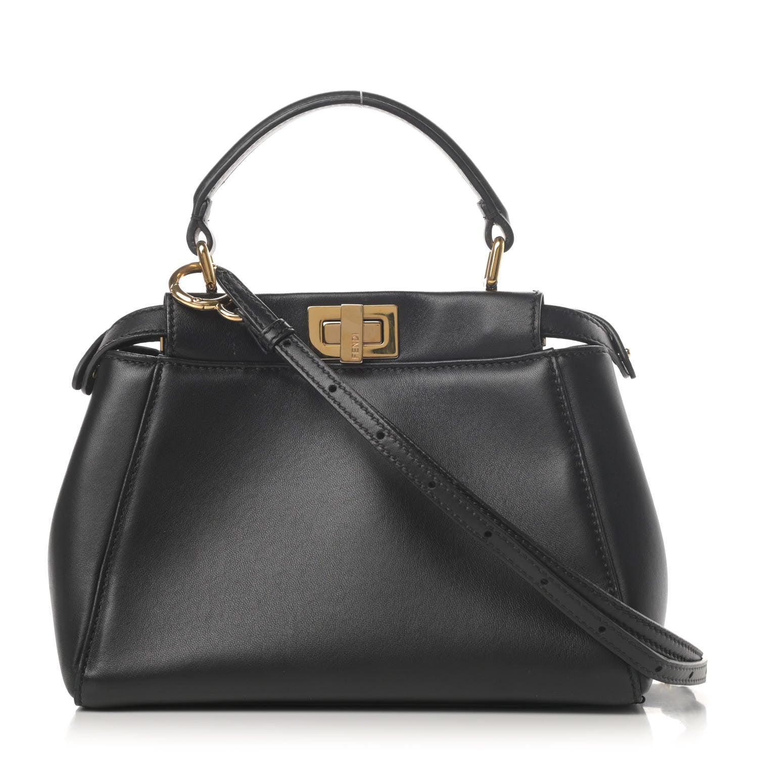 Fendi Nappa Mini Peekaboo Iconic Satchel Black 1 of 5