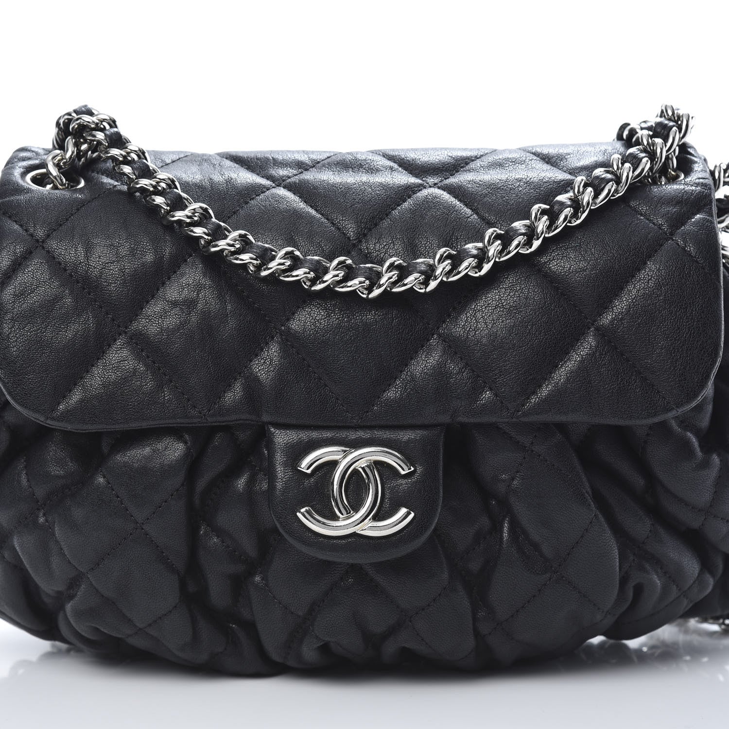 Chanel Washed Lambskin Quilted Medium Chain Around Messenger Black 8 of 11