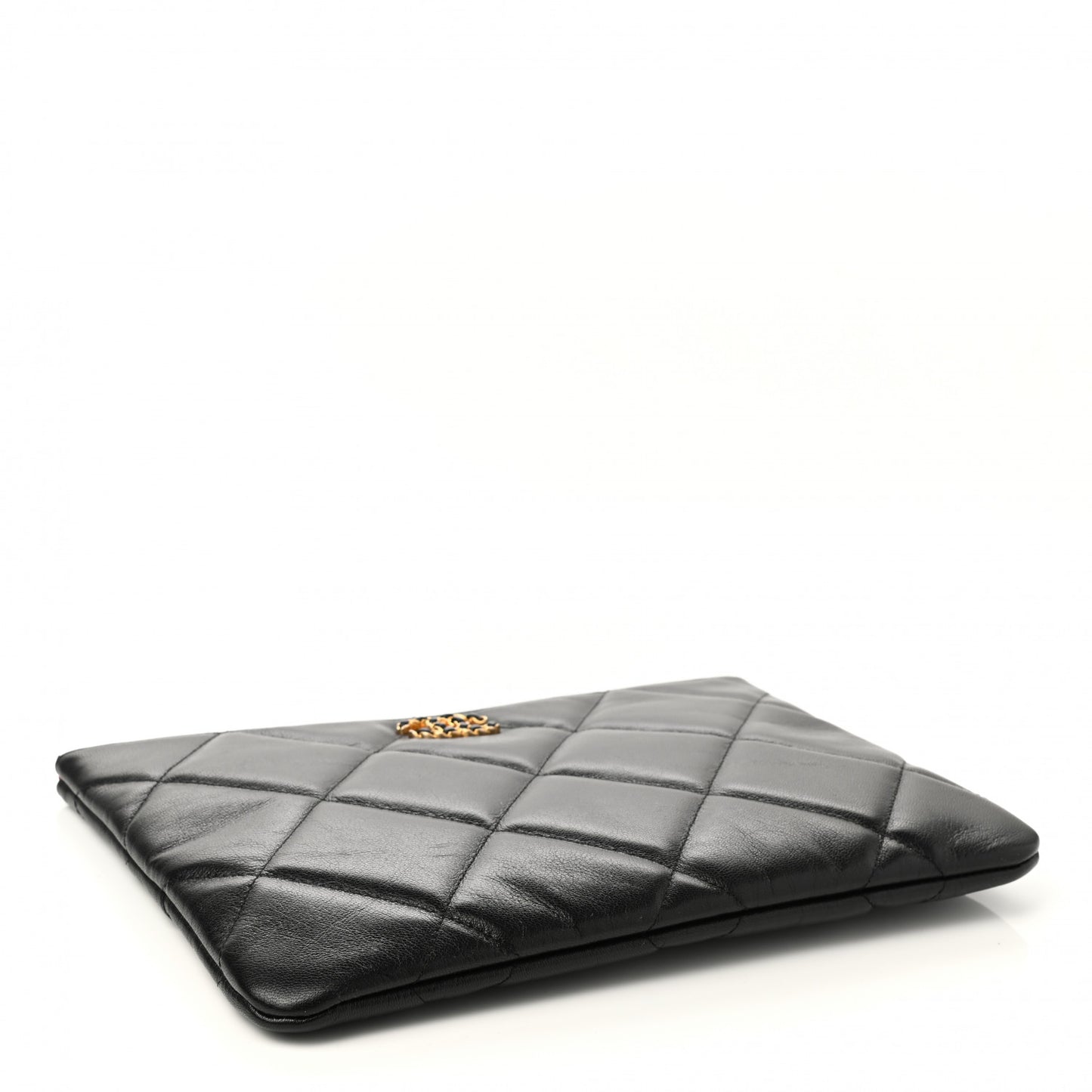 Goatskin Quilted Large Chanel 19 Cosmetic Case Black