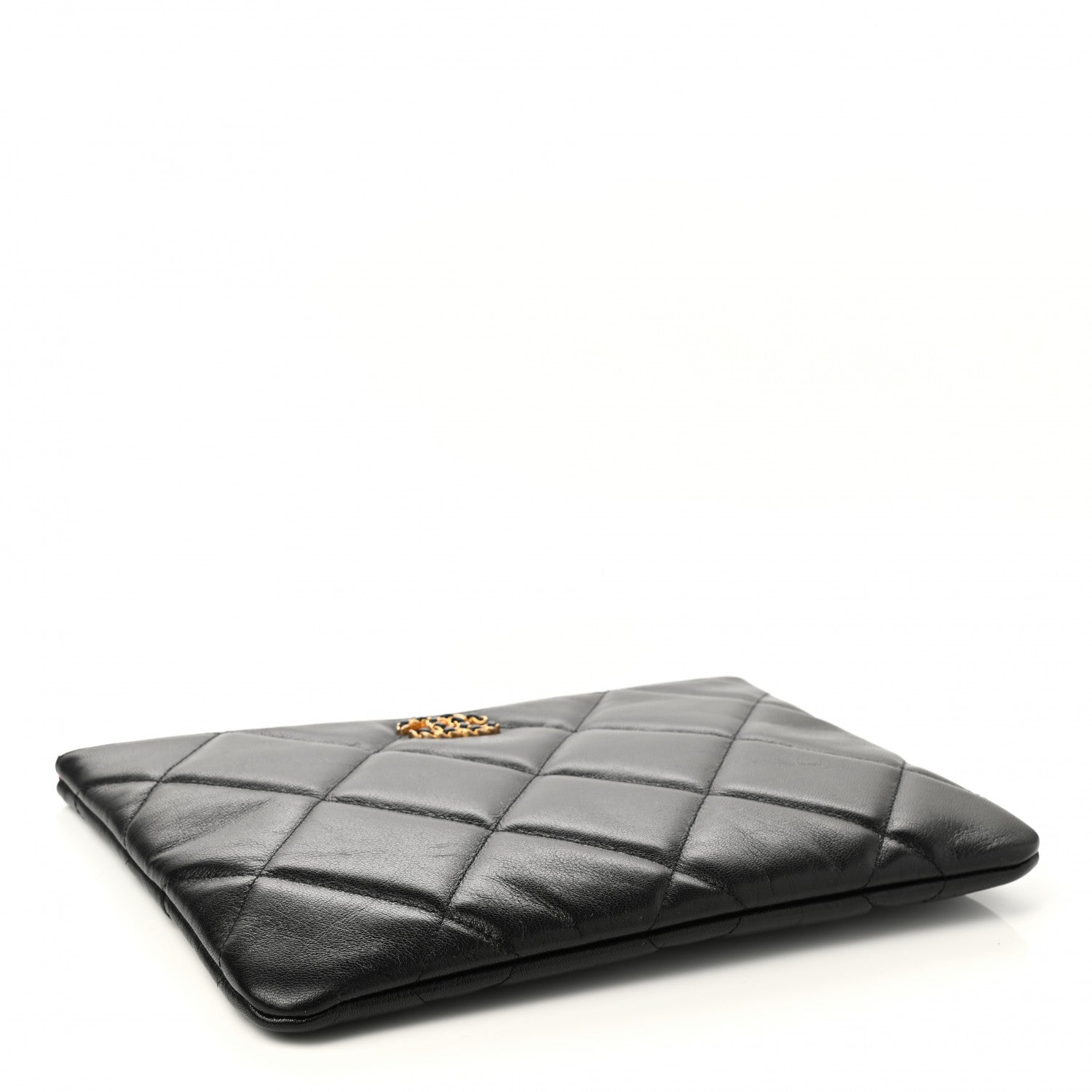 Chanel Goatskin Quilted Large Chanel 19 Cosmetic Case Black 4 of 8