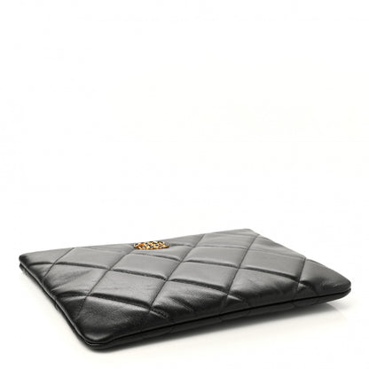 Chanel Goatskin Quilted Large Chanel 19 Cosmetic Case Black 4 of 8