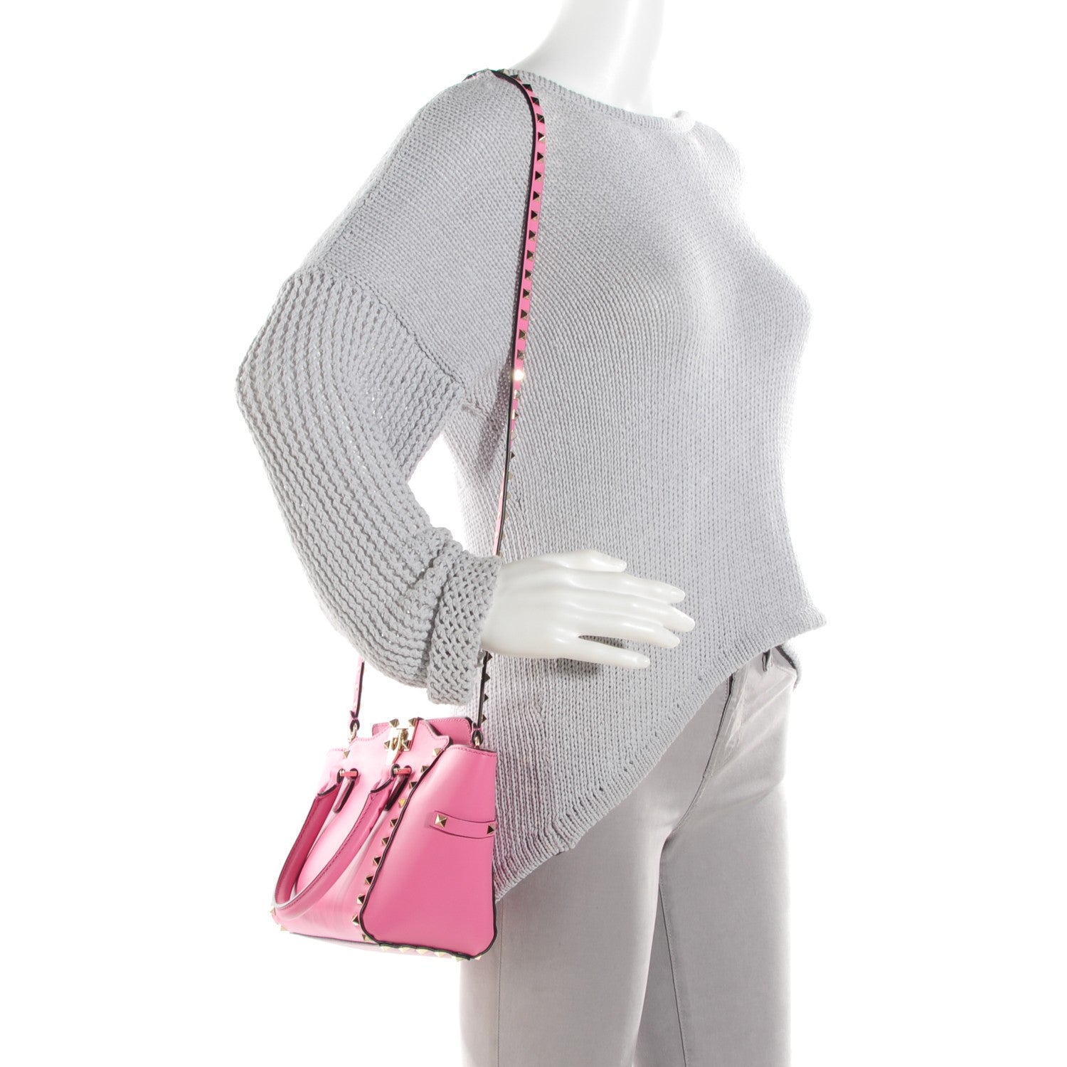 Valentino Garavani Vitello Mini Rockstud Double Handle Tote Ninphea 2 of 7