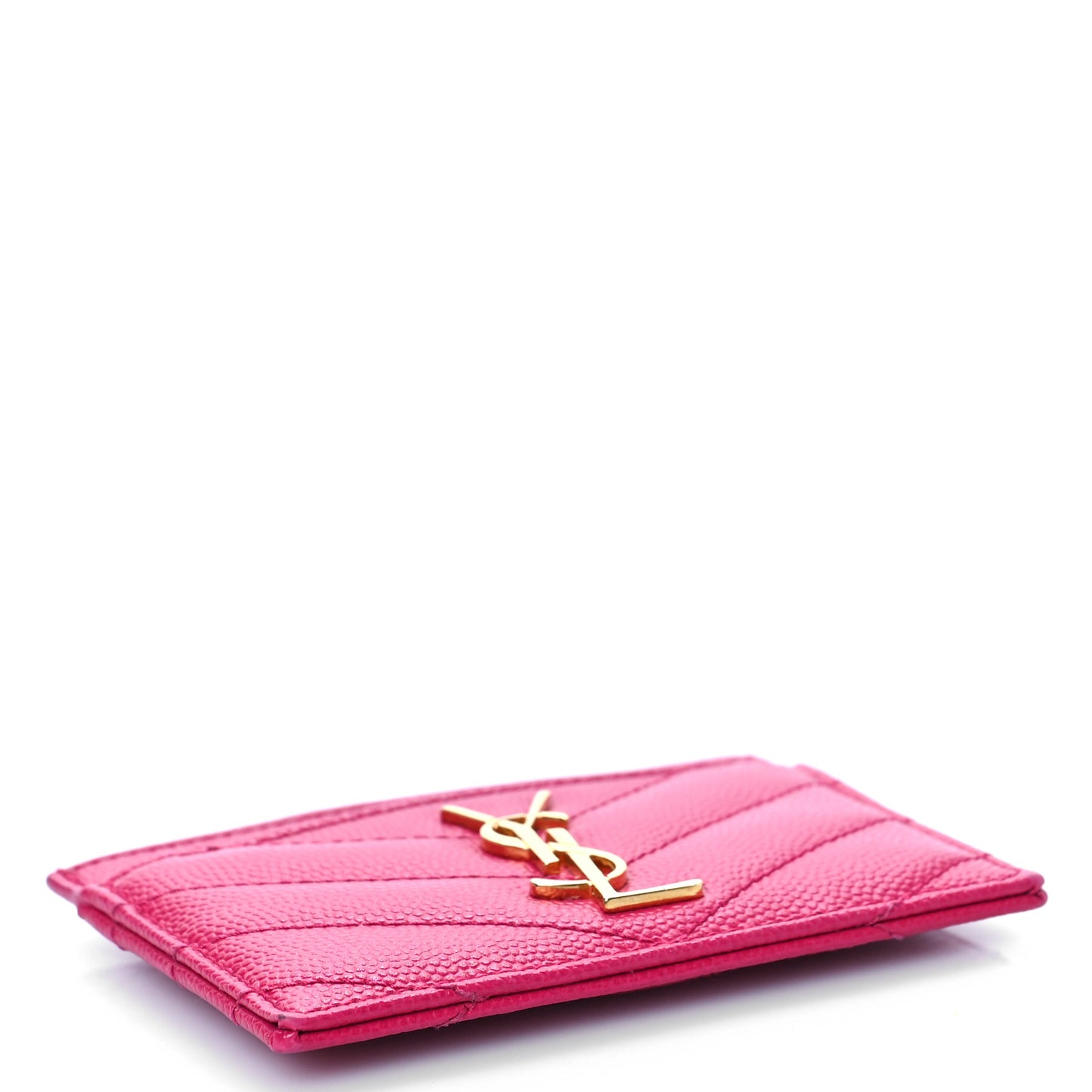 Grain De Poudre Matelasse Chevron Monogram Credit Card Case Fresh Fuxia